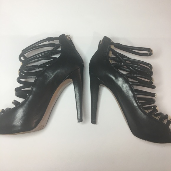 Nine West black & gold strapped heels 6.5 - Picture 5 of 8